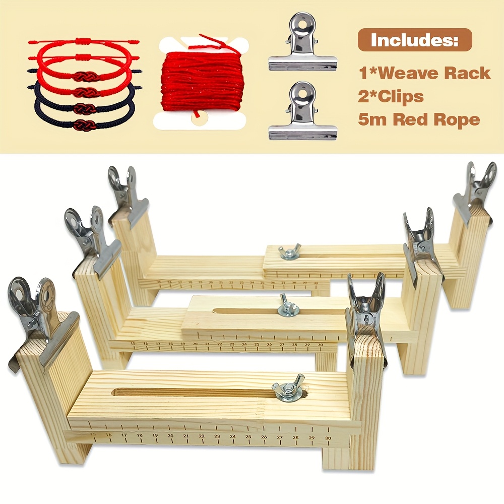 Image of Jewelry Making Kit, Hand Weaving Machine, A Wooden Craft Tool Set For Bracelets, Wristbands, And Headbands, The Perfect Weaving Tools For Gifts For , With 5m Of Red String And Clips