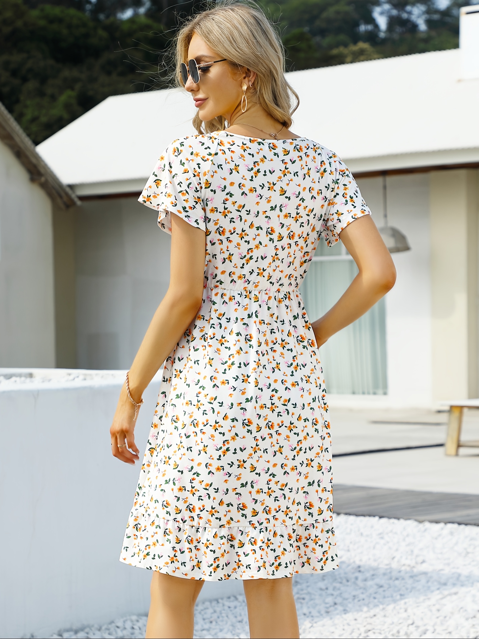 slim fit dress slacks Pinkblush Cream Floral Smocked Long Sleeve Maternity Maxi Dress main image 1