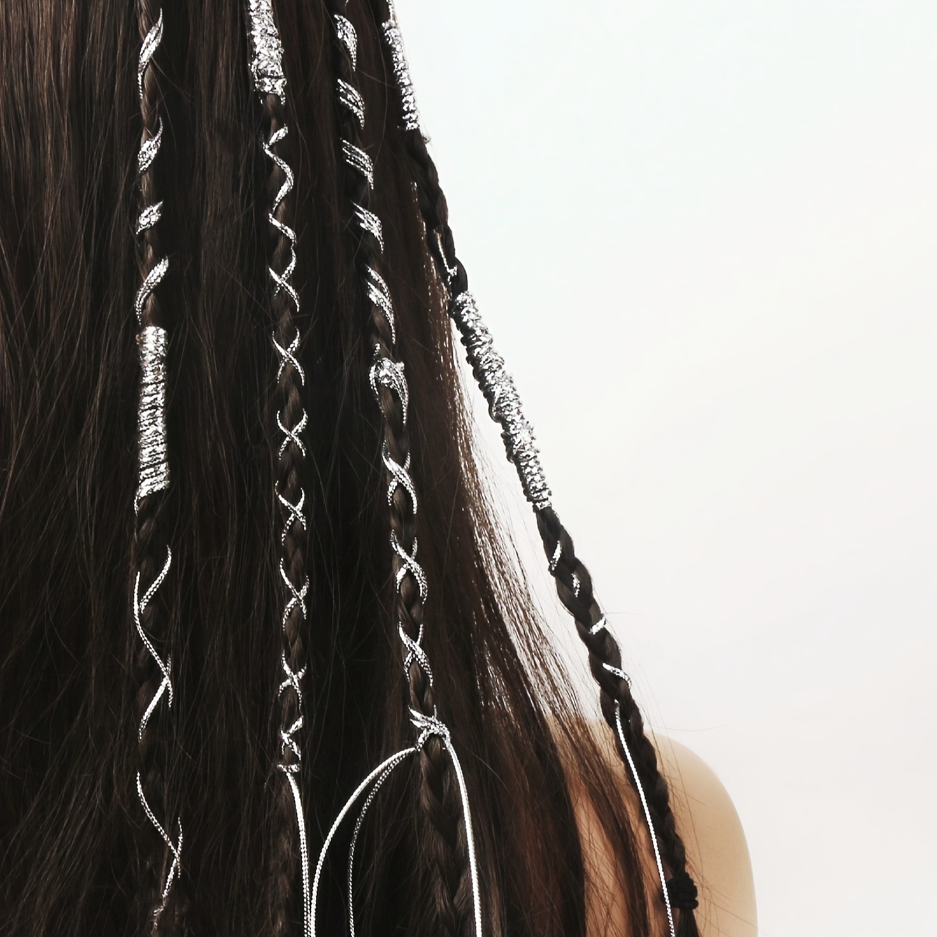 Image of 10pcs Silvery Wire Cord Hair Additions Hair Rope Ramadan Party Gifts Punk Hip Hop Y2k Hair Clips Hair Ring Braid Ring