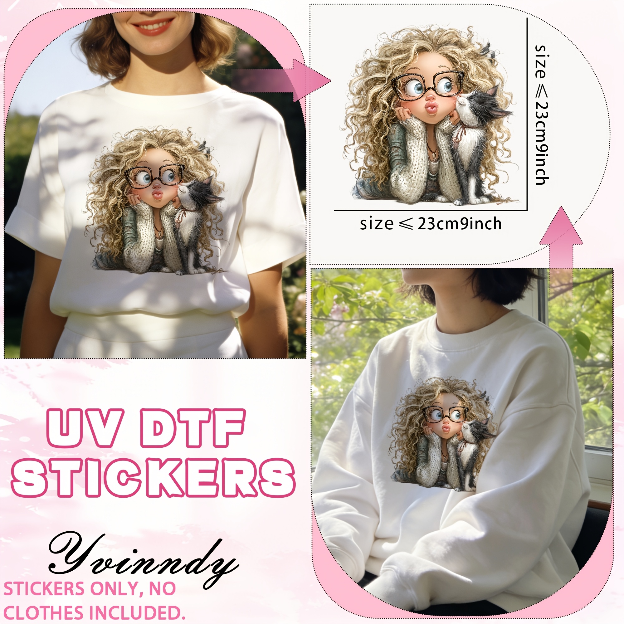 TEMU 6pcs Adesivi DTF Anime Carini - Patch in Lavabile UV per Magliette, Borse, Cuscini, Tela - Decalcomanie Fai da Te per Abbigliamento e Accessori