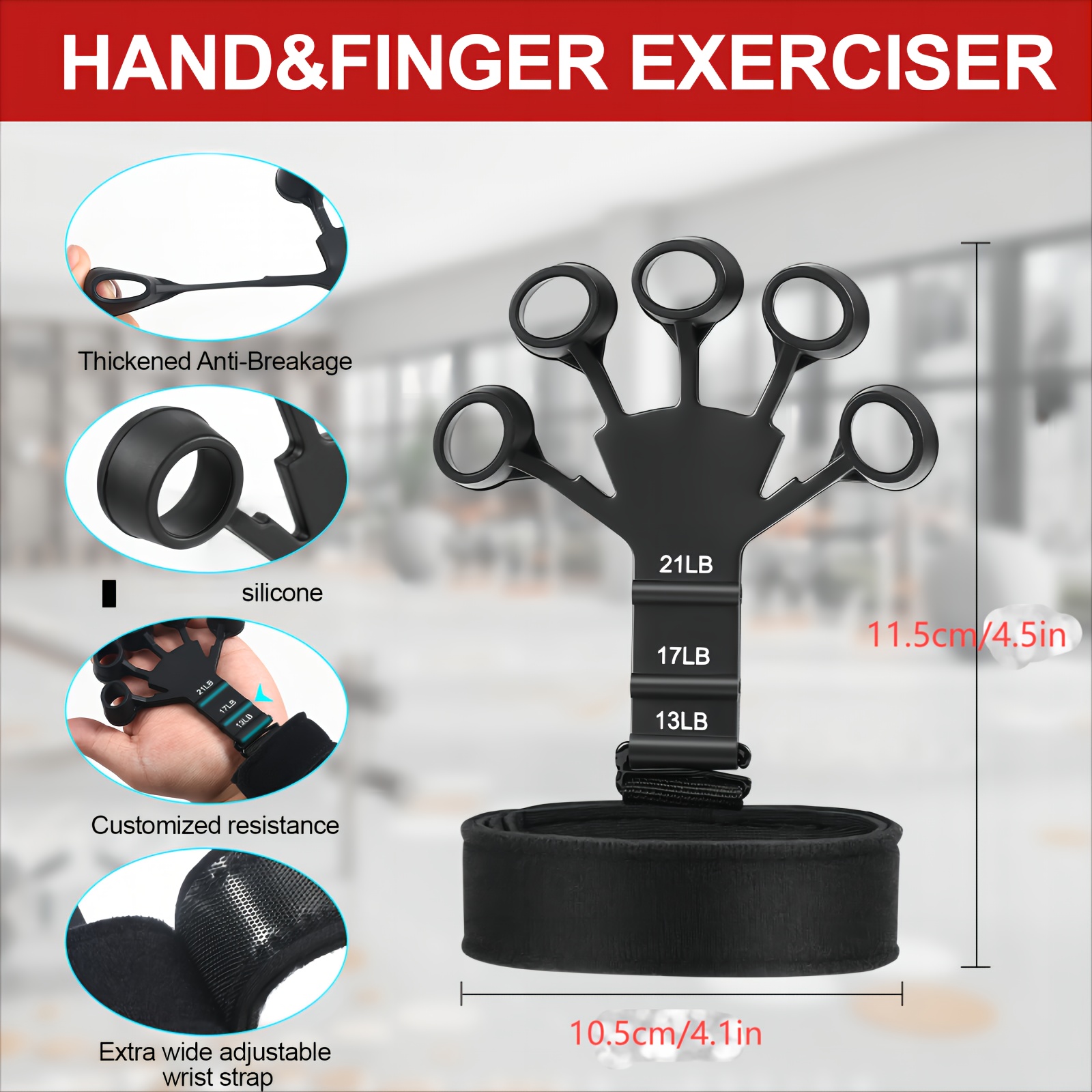 5pcs strength trainer kit with finger exerciser hand grip strengthener hand extension exerciser grip ball and forearm workout for muscle building details 3