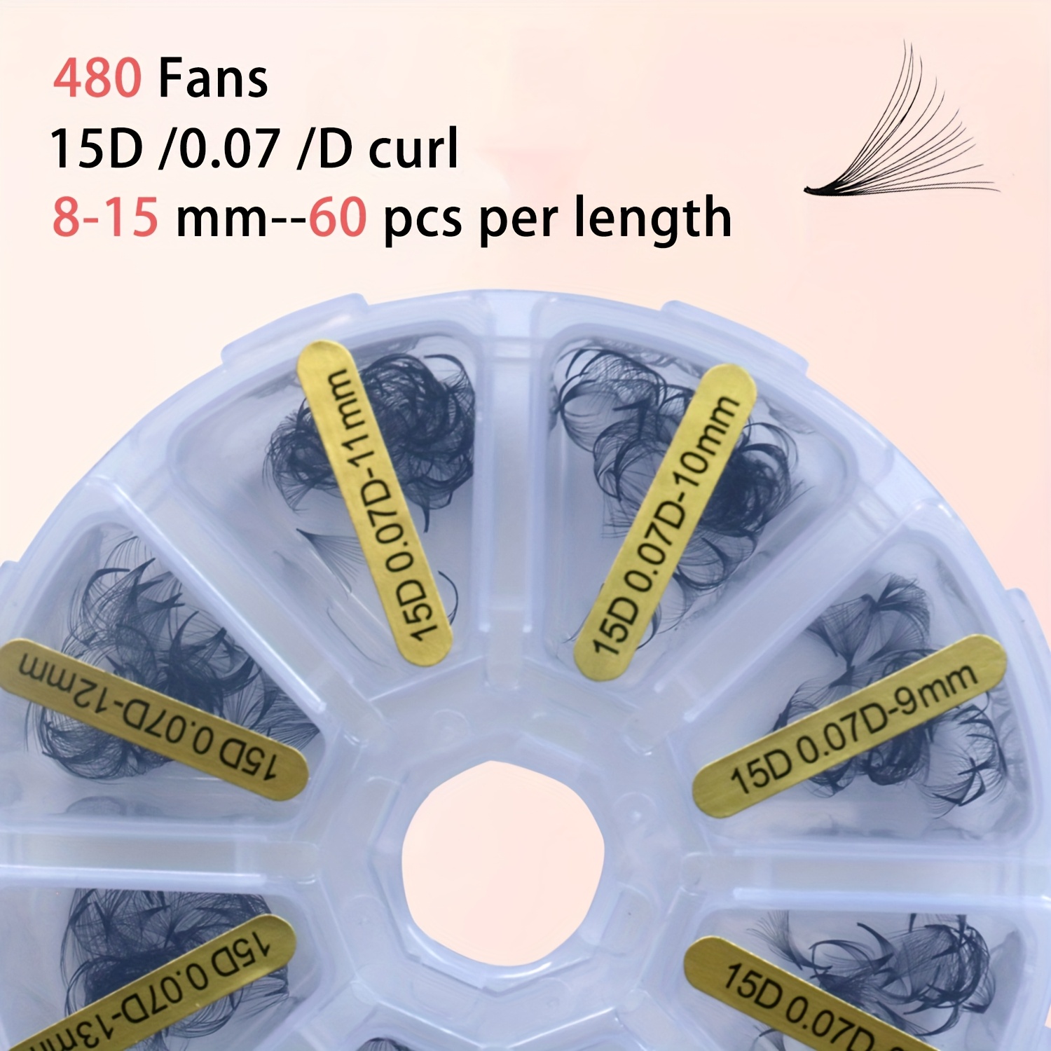 Sack Of 10d/15d/20d Individual Lashes, Pre Made Fans Lash, 0.07mm Thickness, D , 8-15mm Length, 480pcs Soft And Lightweight False Eyelashes - Suitable For Beginners