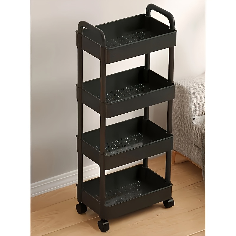 4-tier Rolling Storage Cart: Amazing Storage Space. Durable Plastic Construction Ensures Long- Use, Wipe-. For Kitchen Spices, Office Supplies, Warehouse Tools, Or Garage Diy Equipment, It