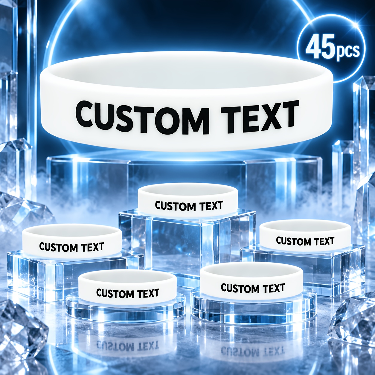 TEMU 45pcs Custom -the-dark Silicone Wristbands Suitable For Company Team Building, Parties, Music Festivals & Gifts - Glow Colors, Slogans, No Boxed