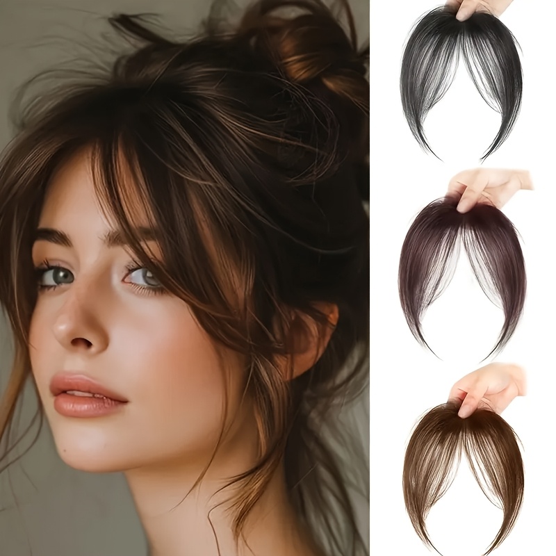 womens high temperature fiber synthetic straight hair wig with fluffy side bangs basics style with hair flipper bangs for daily and party wear details 1