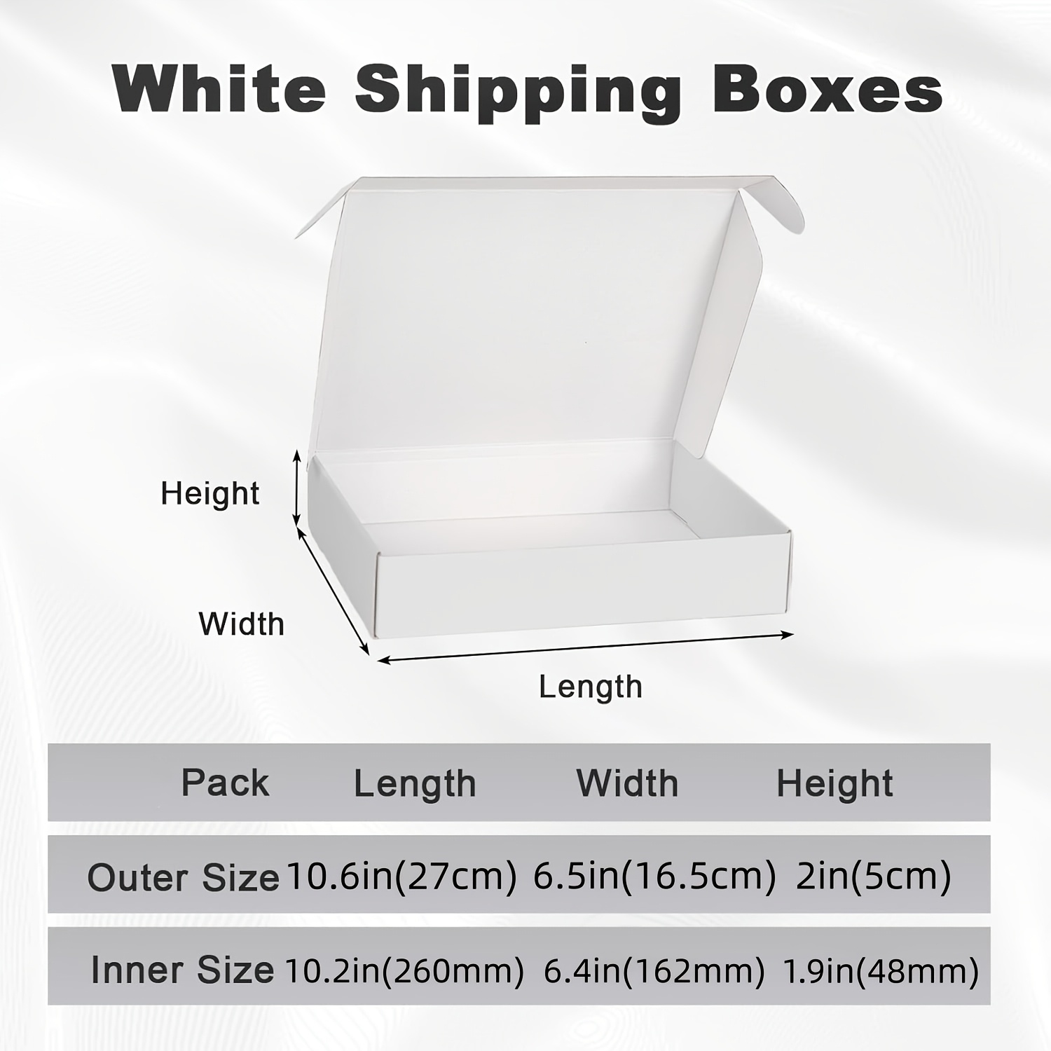 White Shipping Mailer Boxes [pack Of 10/12/50], 5 Size Options (15cm To 30cm), Crush-proof Corrugated Cardboard Boxes For Small Business, Easy Assembly Packaging