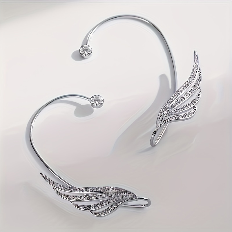 Fashion Rhinestone Light Angel Wing Ear Hook No Piercing Ear Clip