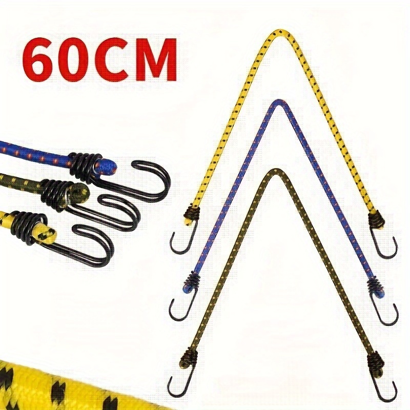 Elastic Bungee Cords Hooks Black Elastic Rope Nylon Rubber - Temu