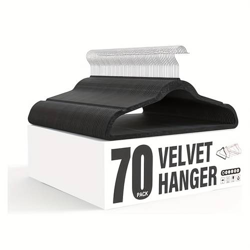 30pcs 50pcs 70pcs non slip velvet hangers 360 swivel hooks clothes hangers with shoulder notches heavy duty coat suit hangers for coats pants black
