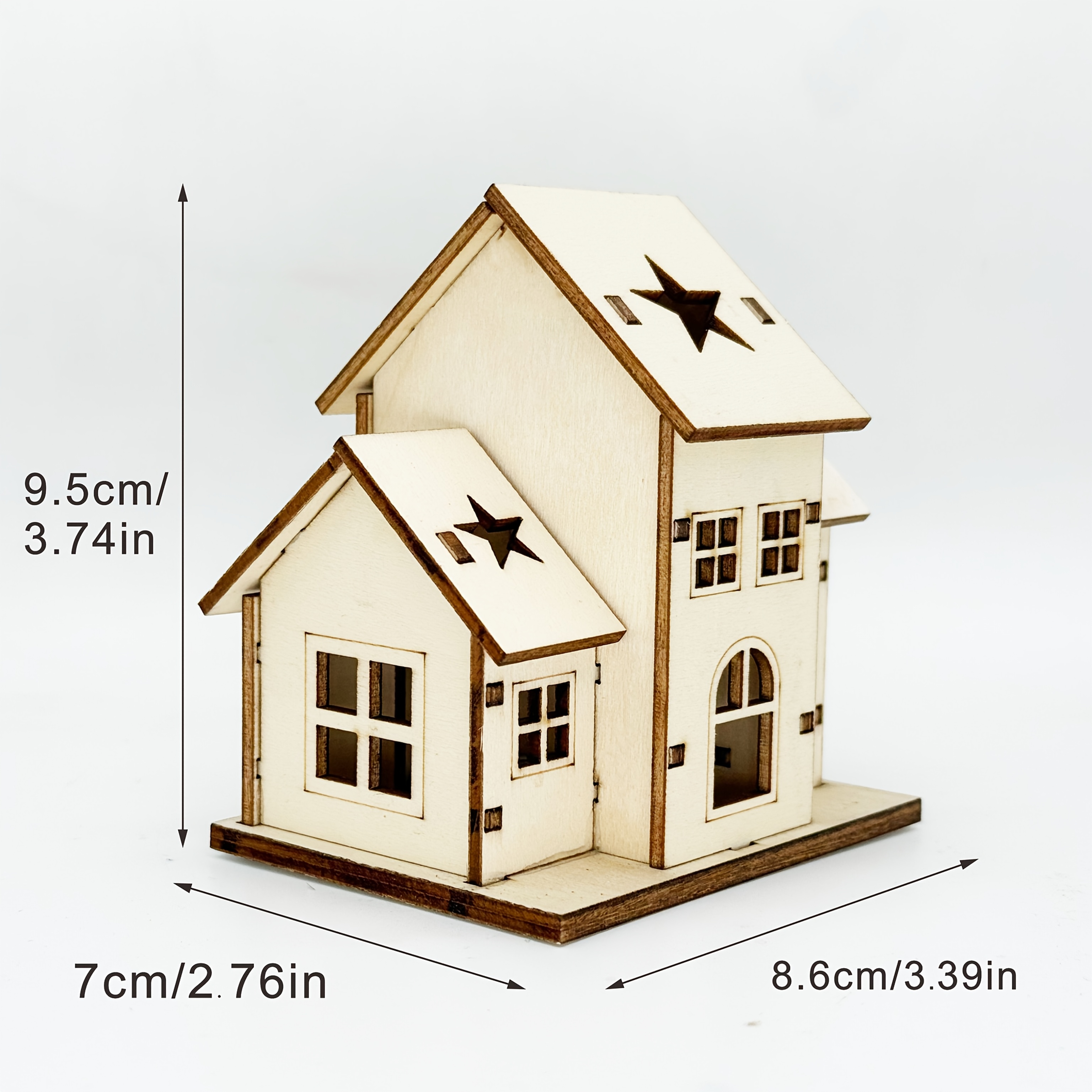 TEMU A Wooden Ornament, Wooden Craft, Small Wooden House-shaped Decorative Piece For Home, Office Desk, Or Display Window