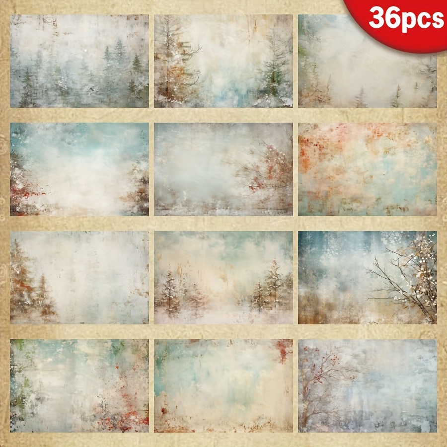 TEMU 36 Hojas de Papel de Scrapbooking A5 de Navidad, Bosque de Invierno Vintage, Papel de Scrapbooking DIY, Tarjetas de Felicitación Hechas a ,