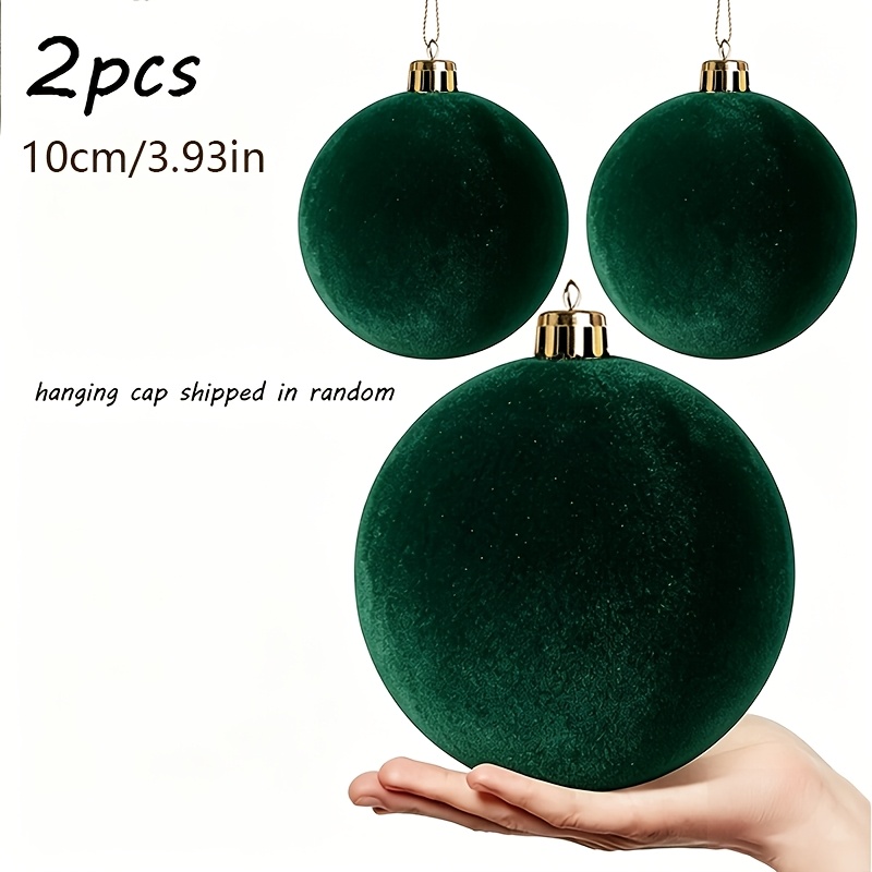 TEMU 2 pezzi, 10/12/15/20 cm - Palline natalizie in velluto verde scuro, ciondoli festivi per decorazioni da appendere, adatte per la decorazione
