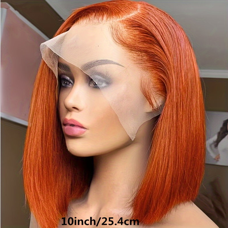 Pre Plucked Short Bob Dark Copper Lace Front Wigs - thehairicon015