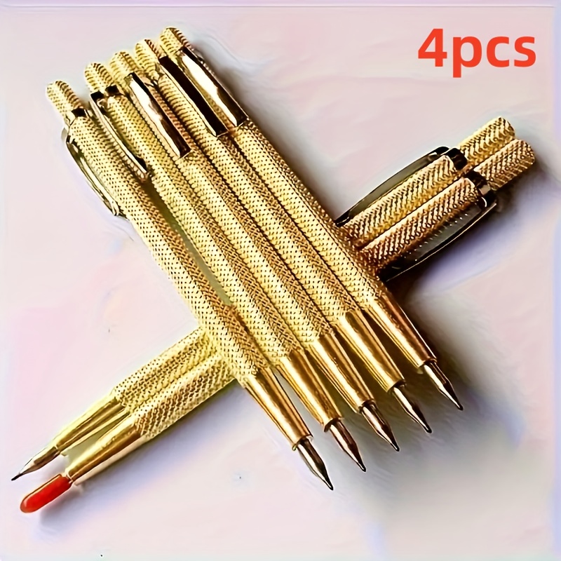4 Steel Alloy Marking Pens - Durable, Non-folding, Suitable For Glass/stones/ceramics, Ideal For Manual Cutting Of Tiles And Glass, Marking On Iron, Aluminum, Marble, And Steel Plates, No