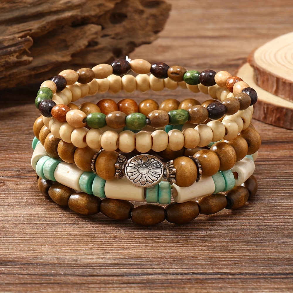 

A Set Of 5pcs Bracelet Bracelet, Wooden Thread, , Men And Women Can , Jewelry