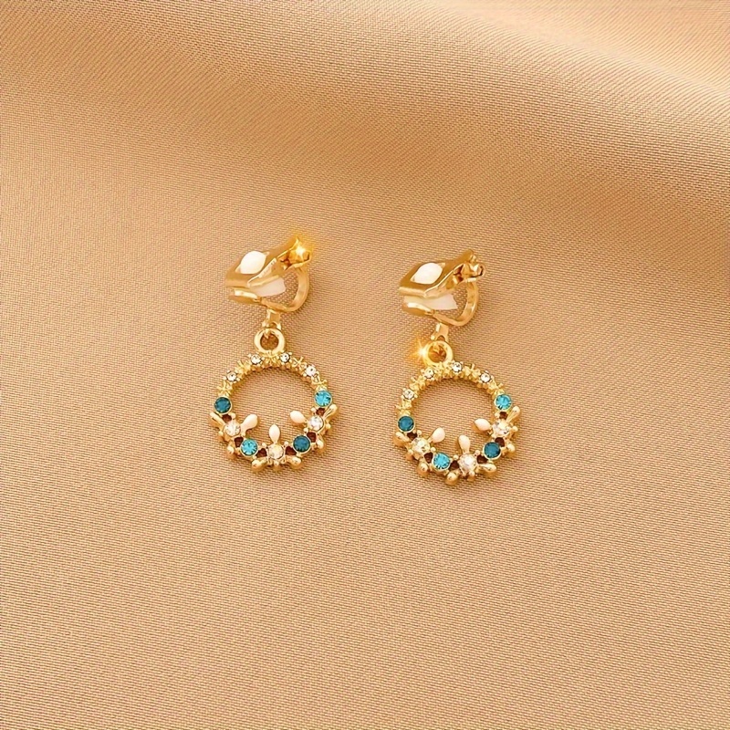 

Elegant Vintage-inspired Clip-on Earrings With Sparkling Rhinestones - No Piercing Required, & Party Wear