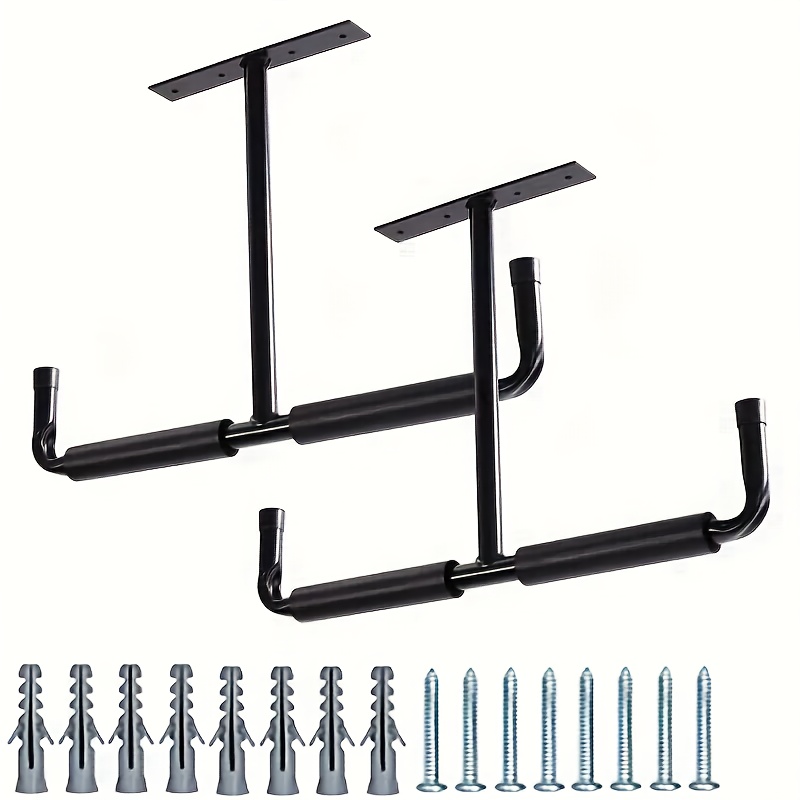 Support Mural Garage 48 Pouces - 3 Rails 6 Crochets Réglables - Porte-Outils Jardinage, Ménage
