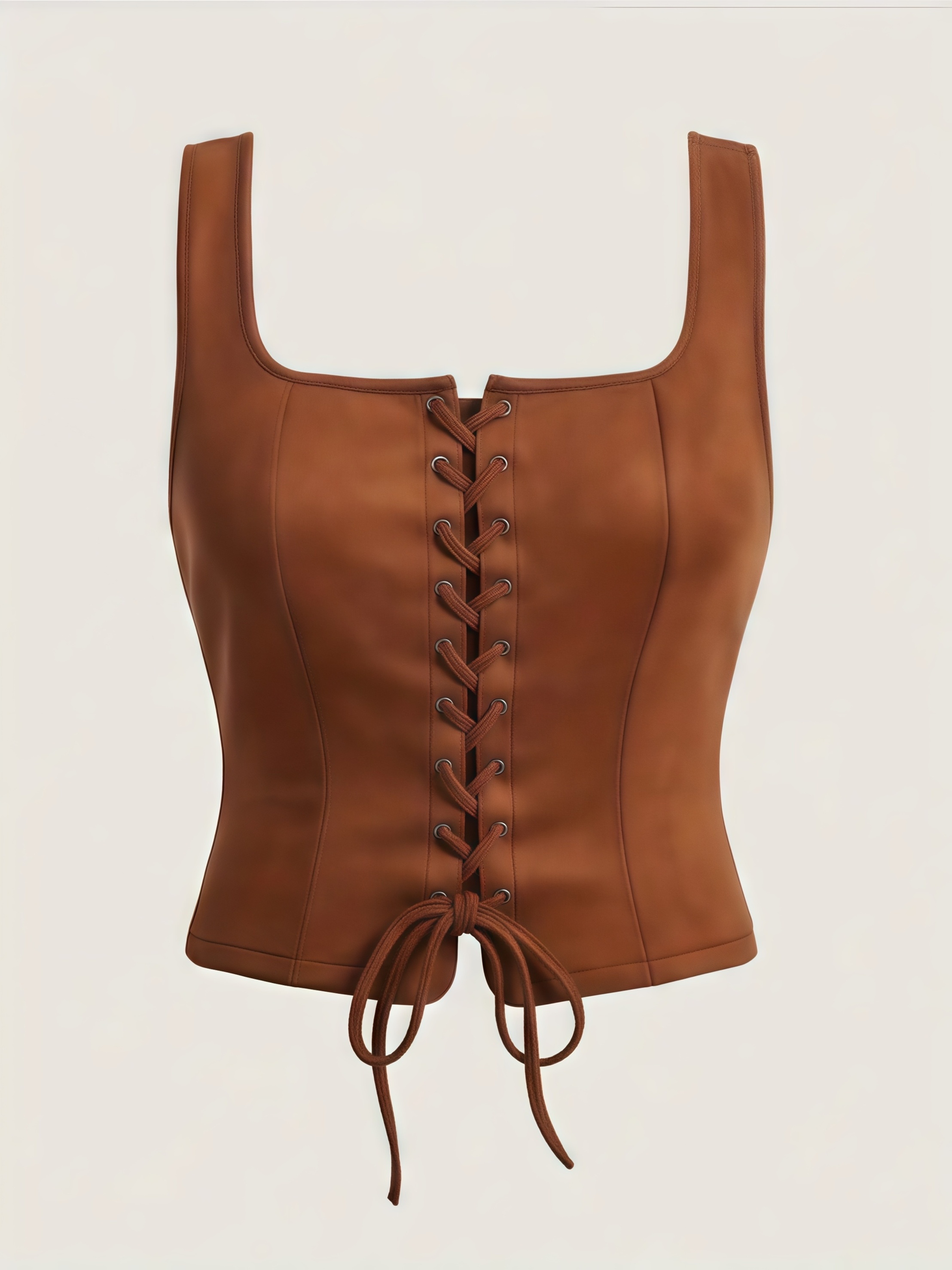 Artikelbild plus size - plus size - plus size damen retro schnürweste, elegante einfarbige weste mit eckigem ausschnitt,   für frühlings- und sommerkleidung, damenbekleidung