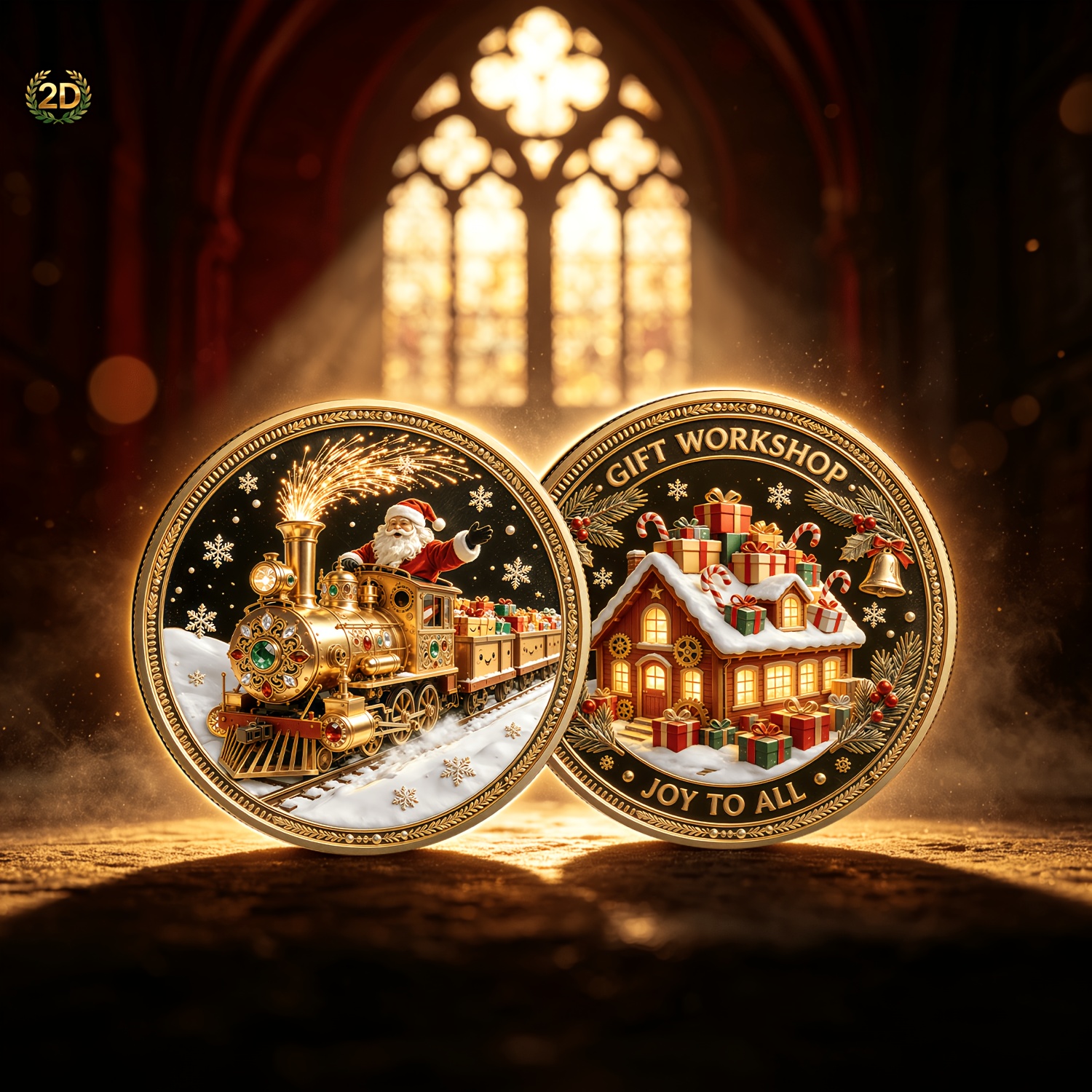 TEMU Moneda 2D, 1 , Moneda de tren de vapor navideño, Diámetro 4 cm (1.57 pulgadas), Regalo de tren de vapor de Papá Noel, de comercio exterior,