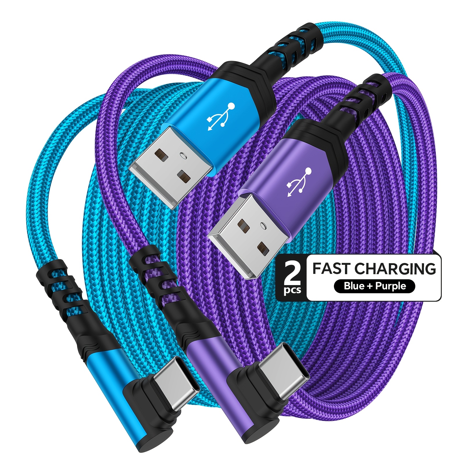 TEMU Lot de 2 câbles USB vers USB-C à pour charge rapide, -enchevêtrement tressée en nylon, câble de charge rapide USB vers C compatible avec iPhone,