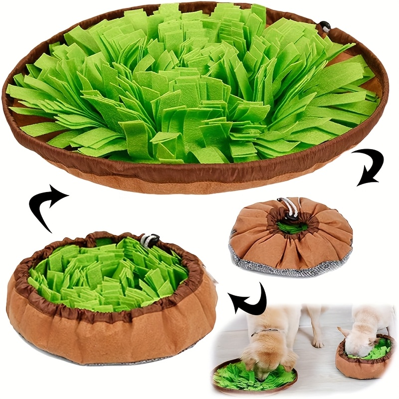 TEMU 1pc Interactive Dog Slow Feeder Puzzle Mat, Durable Polyester Fiber Snuffle Mat For Foraging And Training, Dual-use Bowl Pad For Dogs, Pet