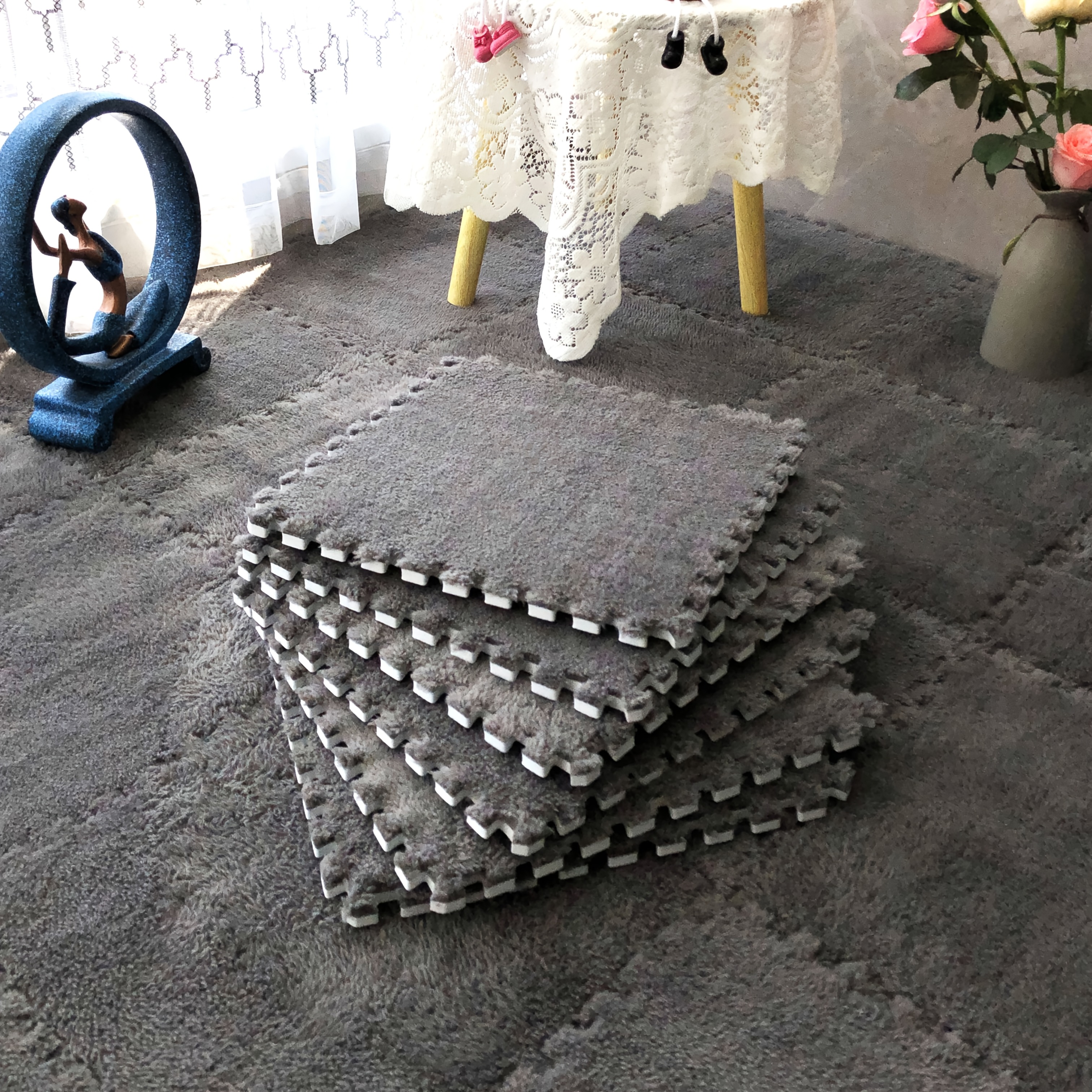 E-shop 40 Stück ineinandergreifende Bodenmatten mit Polsterung, Anti-Fall Schaumstoff Bodenmatten für Schlafzimmer, Bett, Verdickte Puzzle Bodenmatten