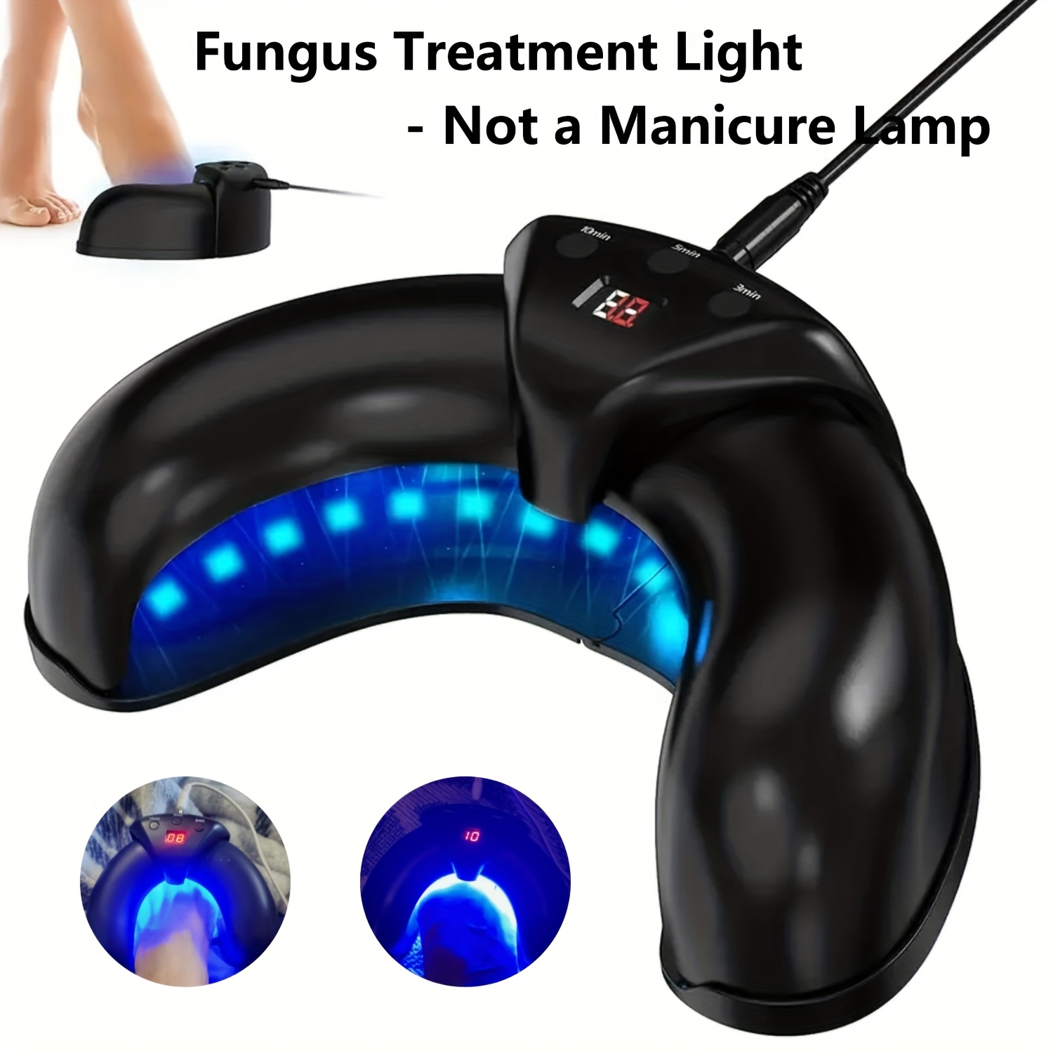 KTS Nail Light Therapy Device for Toenail Fungus Treatment 470nm & 910nm USB Powered, Black or White