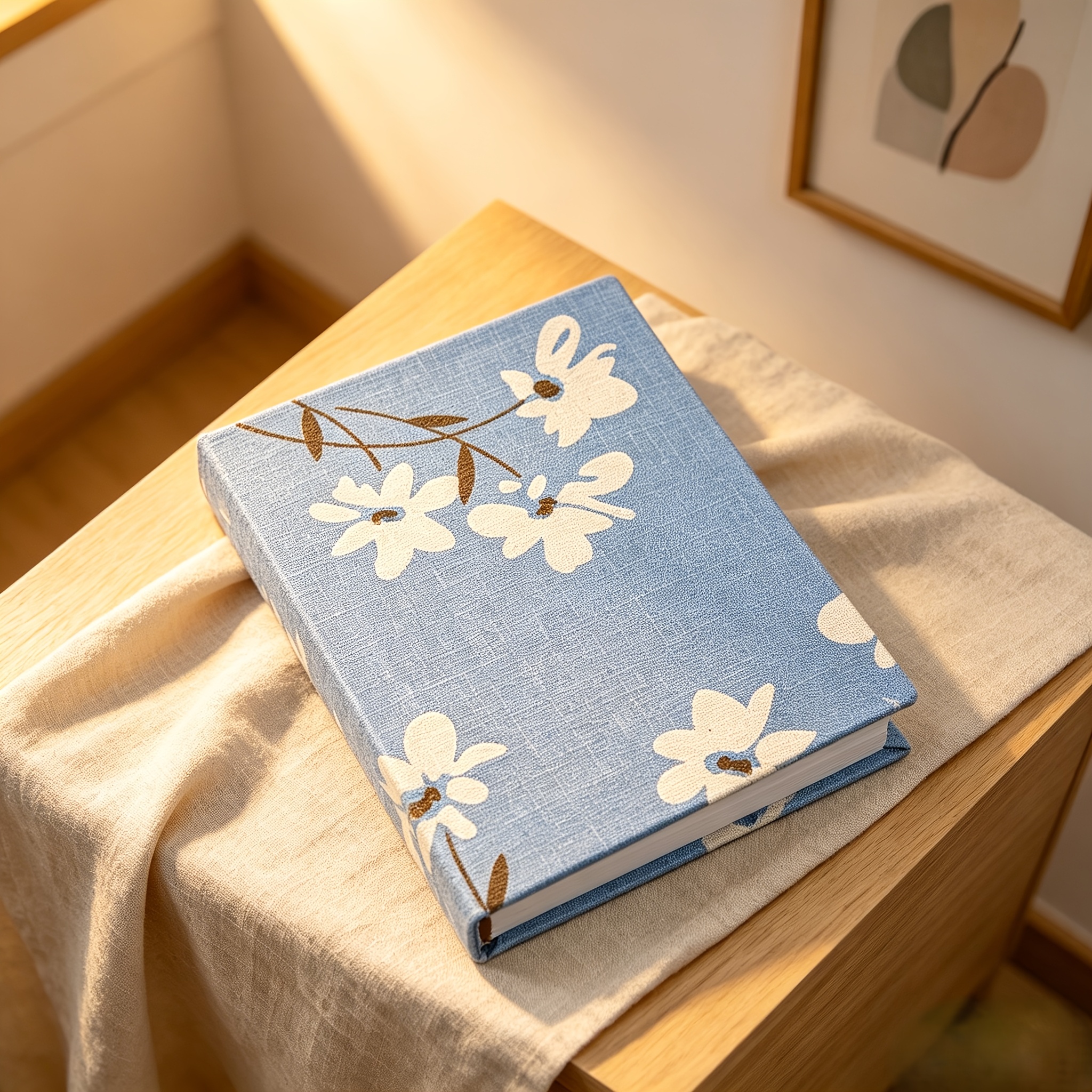 TEMU And White Floral Print Pattern, Linen Cover Material, Can Store 100pcs 6-inch Photos, Suitable For Home Decor, Wedding Keepsake, Travel Record,