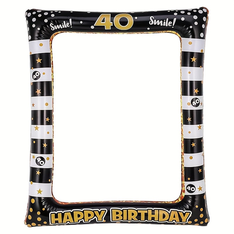Image of 1 Inflatable Photo Frame For A 40th Birthday Celebration, Featuring Black And Golden Colors, Perfect For Photo Booth Props And Decorations For Men And Women, Perfect For Halloween & Christmas