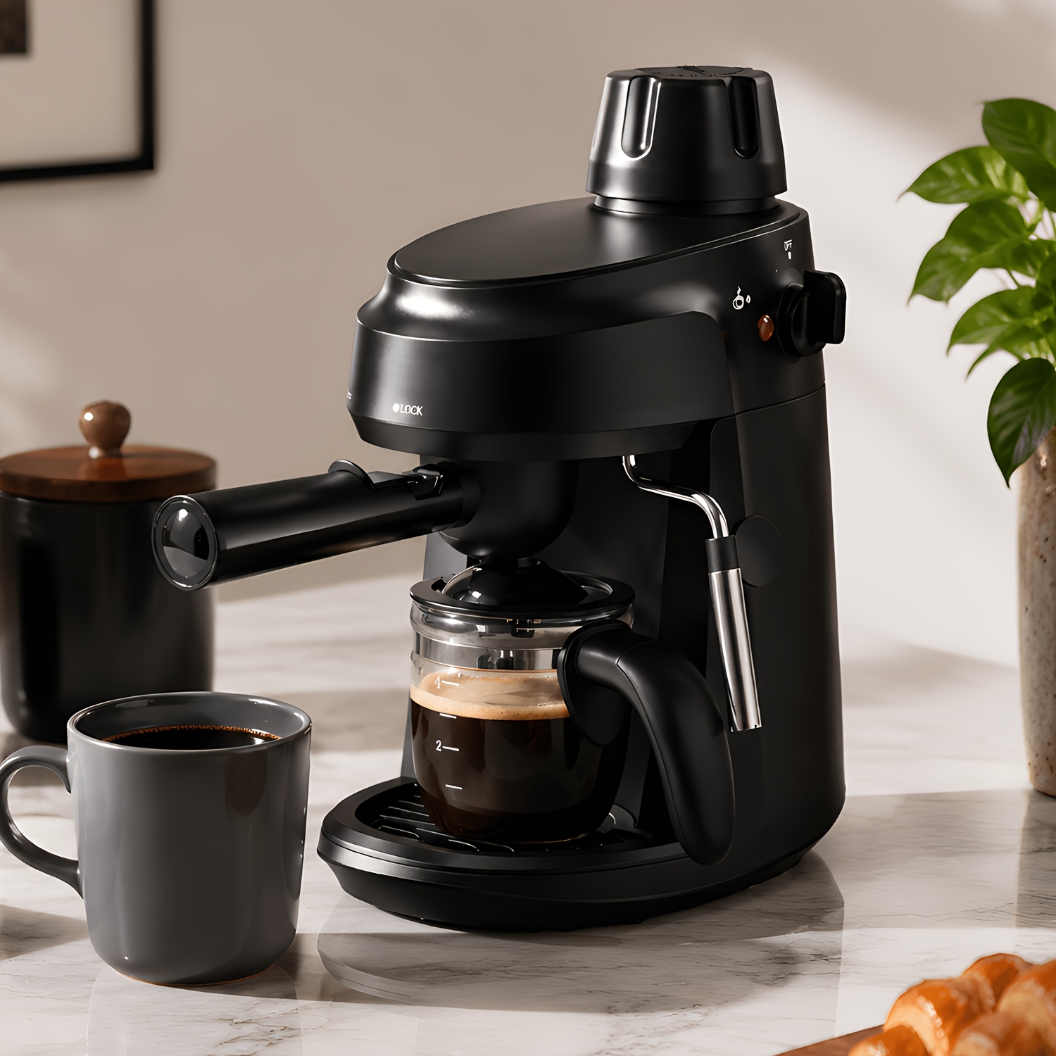 800w 3.5bar Espresso Machine With Milk Frother, 4 Cup Compact Coffee Maker With Fast Heating System For Cappuccino Latte, Perfect Gift For .