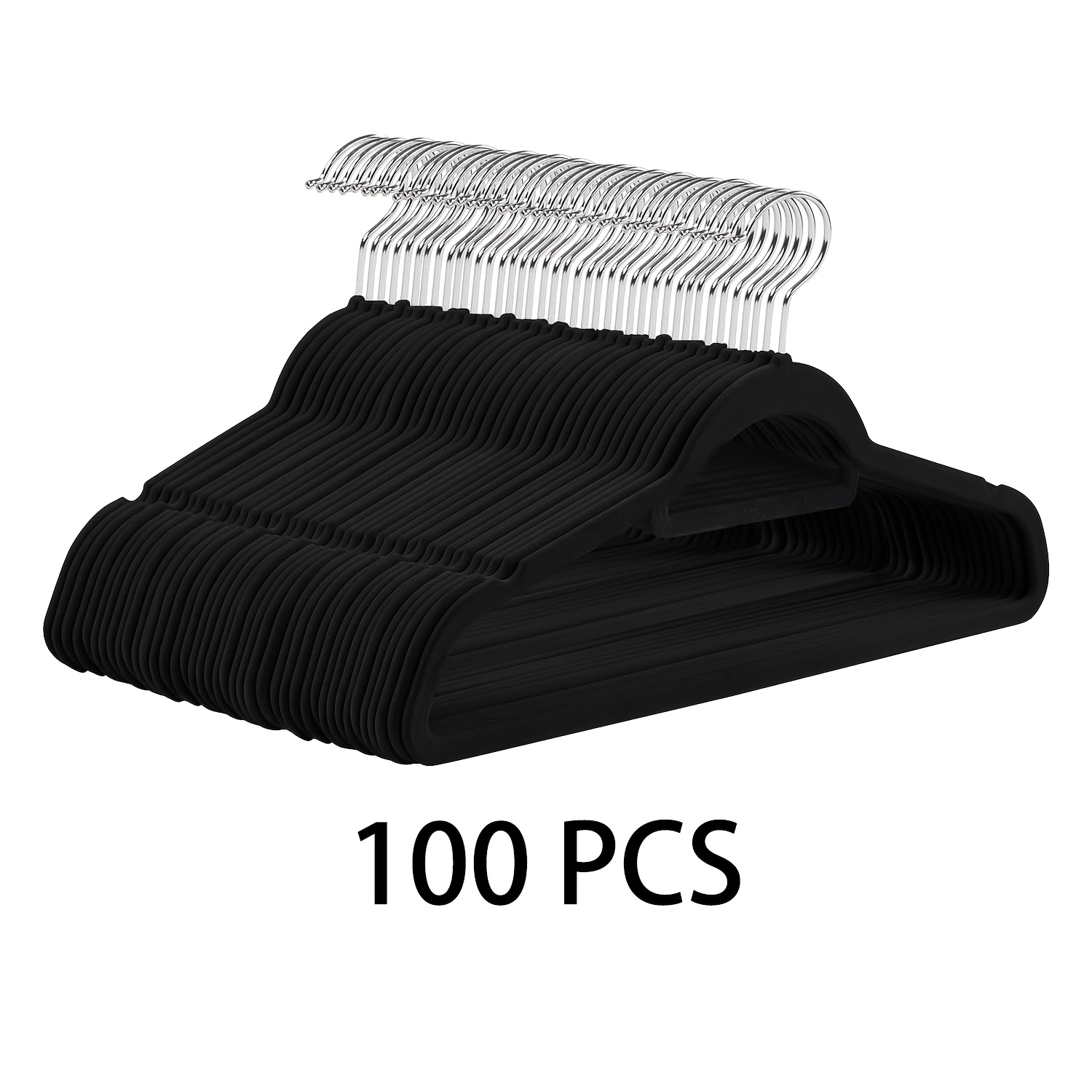TEMU 100/50/30pcs, Premium Velvet Non-slip Hangers With Tie Bar, Hook, Space-saving, Sturdy And Durable, Suitable For Indoor Storage, Outdoor Drying,