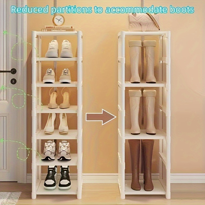 7 tier slim shoe rack organizer metal plastic freestanding dust cover large capacity storage for 4 7 pairs shoes and boots ideal for entryway closet home dorm use details 8