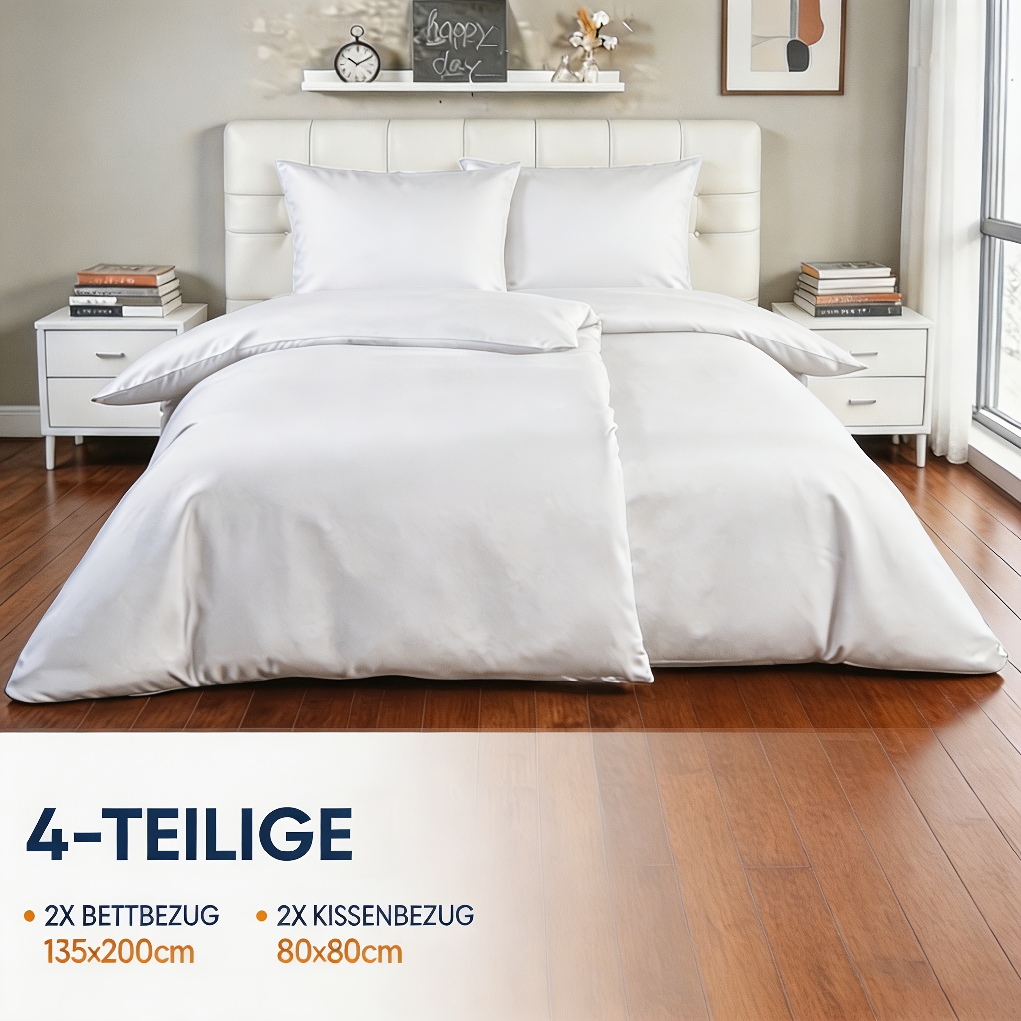 Image of 4pcs Cotton Duvet Cover Set 135x200cm 2 Duvet Covers And 2 Pillowcases 80x80cm. Cool And Breathable For Good Sleep, Smooth And Easy To Clean, Suitable For , In Multiple Colors. From Local Warehouse