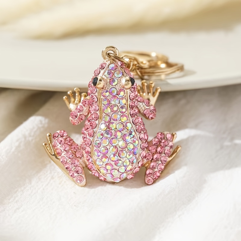Portachiavi Carino Rana In Lega, MoreChioce Ciondolo Portachiavi con Rana Diamantata Accessori per La Decorazione Dell'Auto Fascino Accessori,Champagne,Tipo 2
