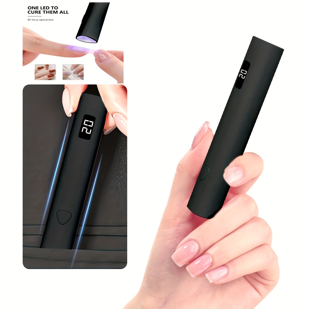 

Handheld Uv Light For Gel Nails, V Led Nail Lamp, Portable Nail Dryer Rechargeable Usb Cordless, Black