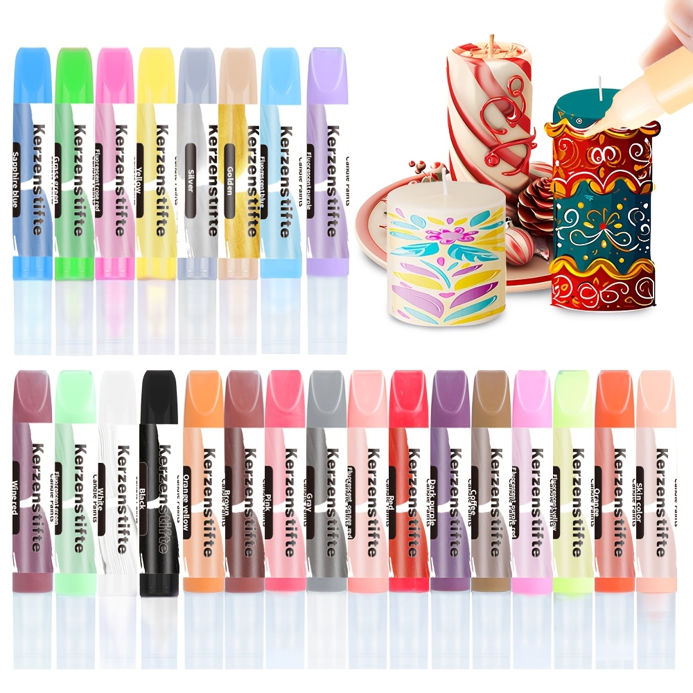 24 colors 10ml candle pen pigments candle crayon set for white candle painting create your own colored candles christmas decoration candle craft making birthday party centerpiece decoration