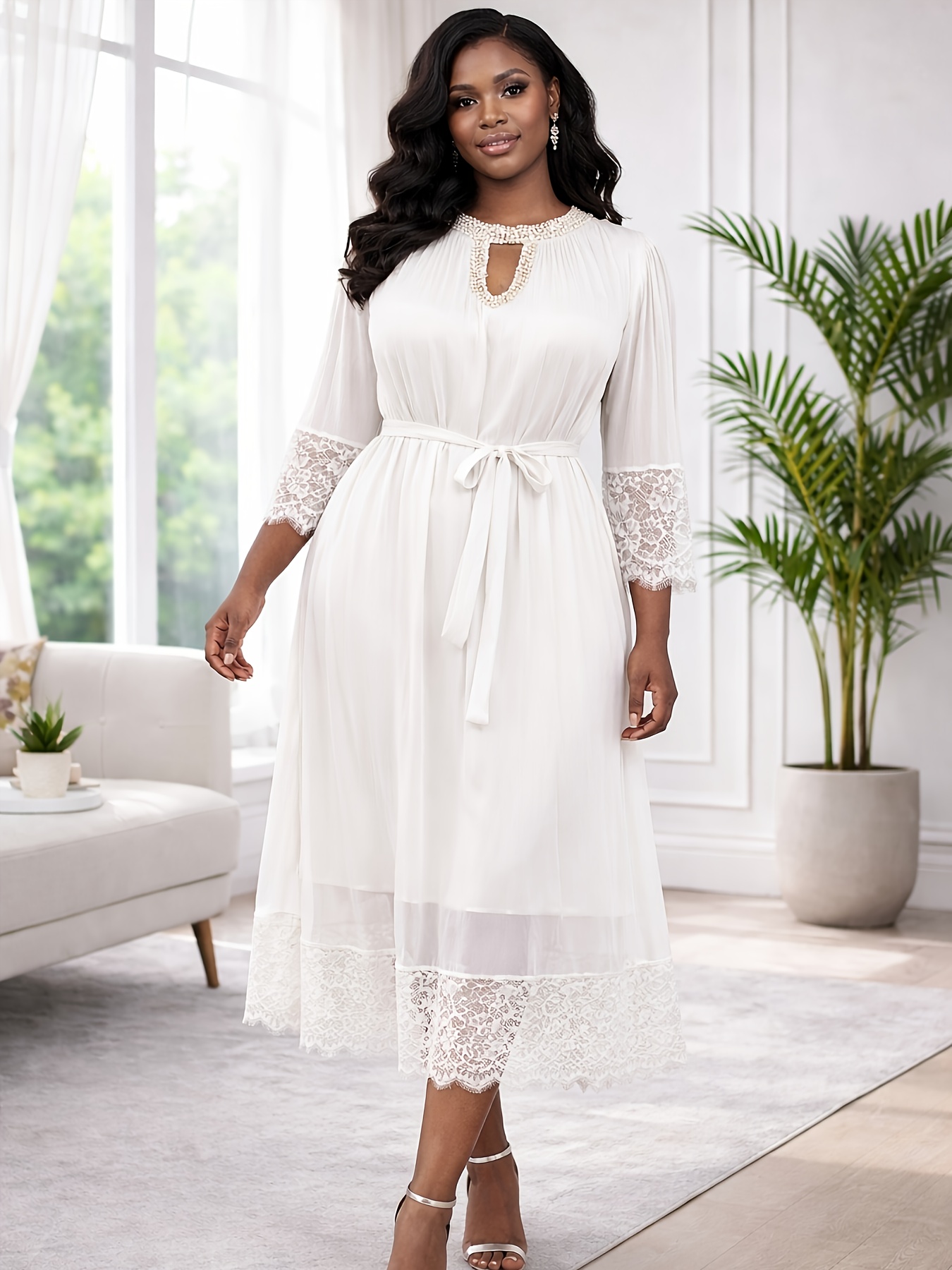 plus size ankle length formal dresses Navy Blue Lace Halter Neck Tulle Long Prom Formal Dress JTA1001 main image 1