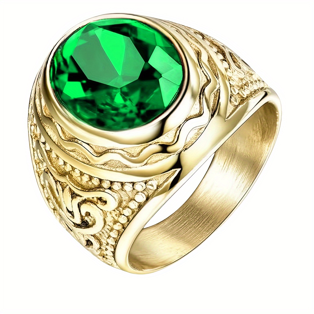 TEMU Engraved Pattern Men's Ring, Golden/silvery Wedding Ring, Unisex