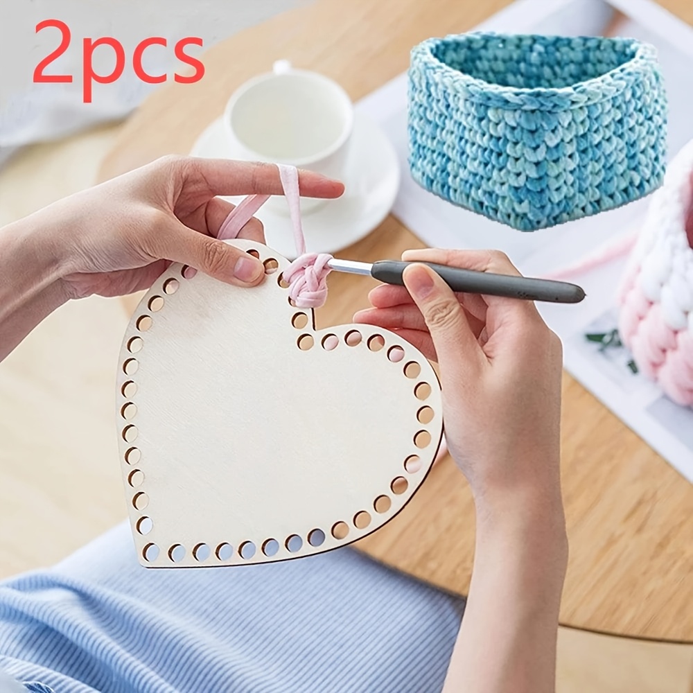 

Lot de 2 Bases en Bois en de Cœur pour Crochet pour Sac d' DIY - Fournitures de Faites à , Crochet en Laine