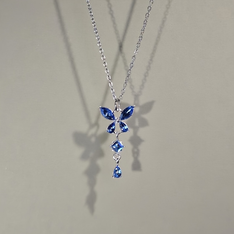 TEMU Collier Pendentif Papillon Violet, Alliage avec Incrustation de , Design Élégant et Stylé de Luxe Léger