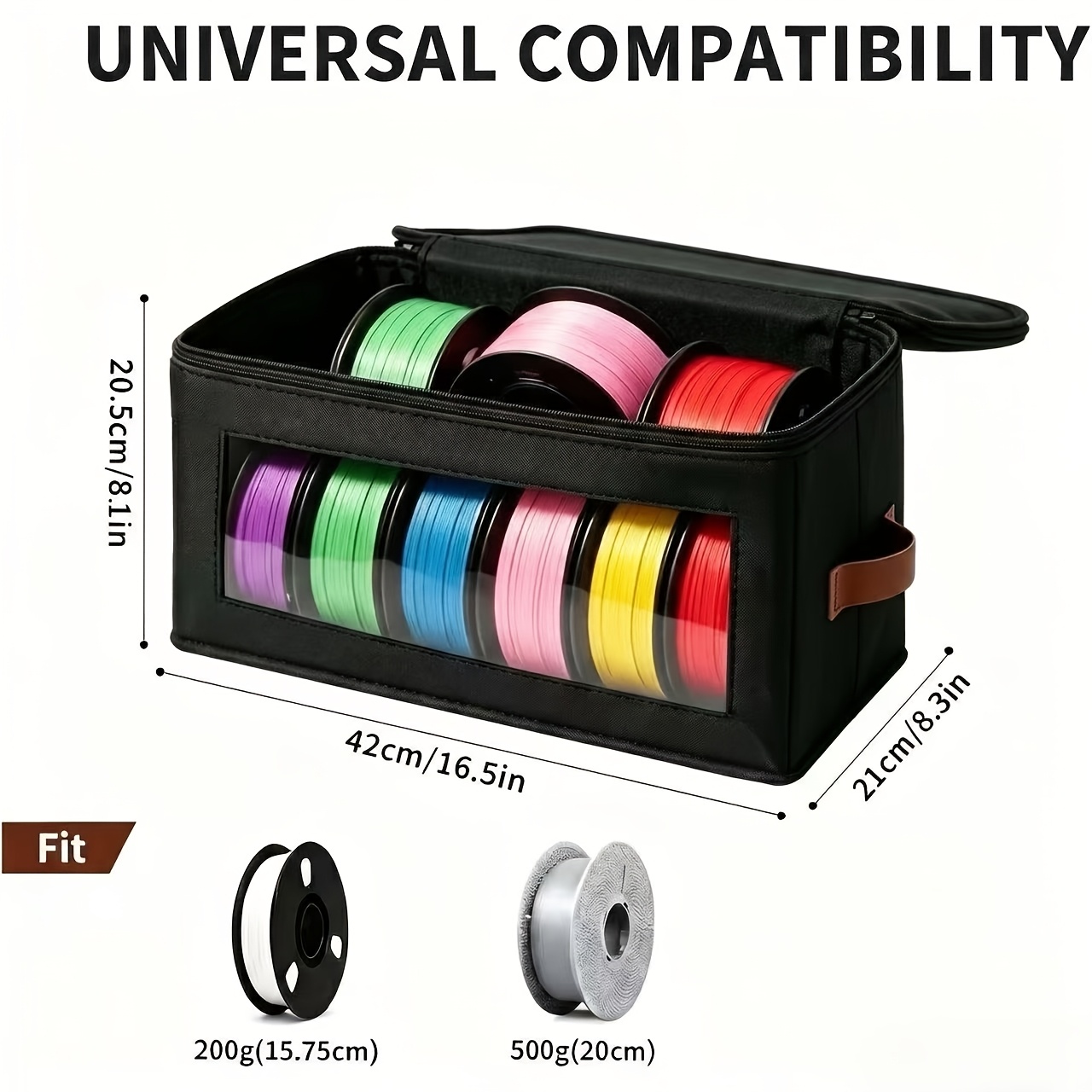 imagen del artículo 2 cajas de almacenamiento para filamento de impresión 3d, bolsas antipolvo multi-rollo, diseño de ventana semitransparente, organizador de material de gran capacidad,   para estudio, almacén,  , hogar multiusos