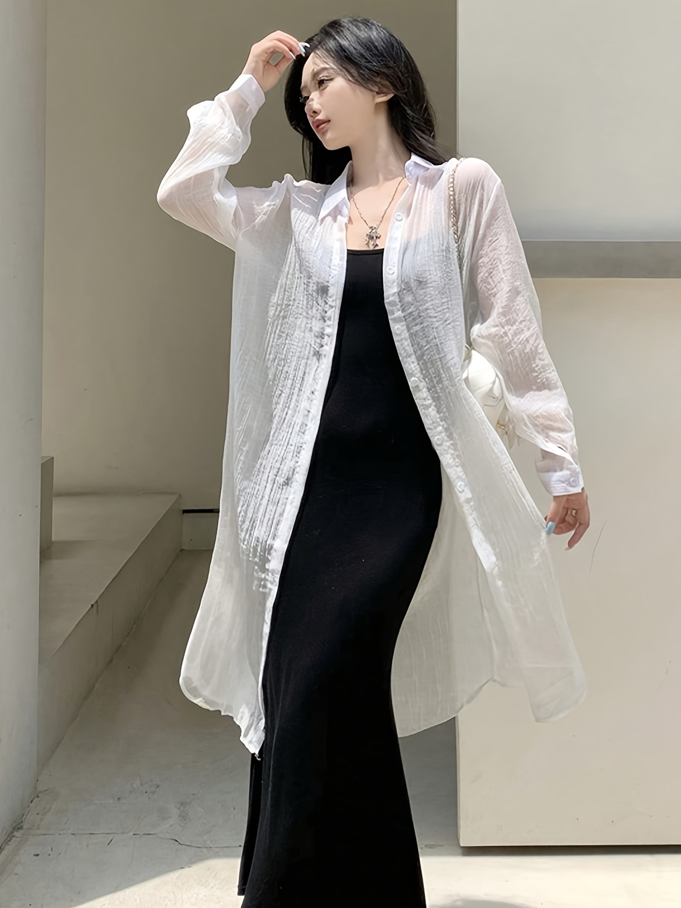 camisa transparente larga mujer blusa transparente Temu Spain