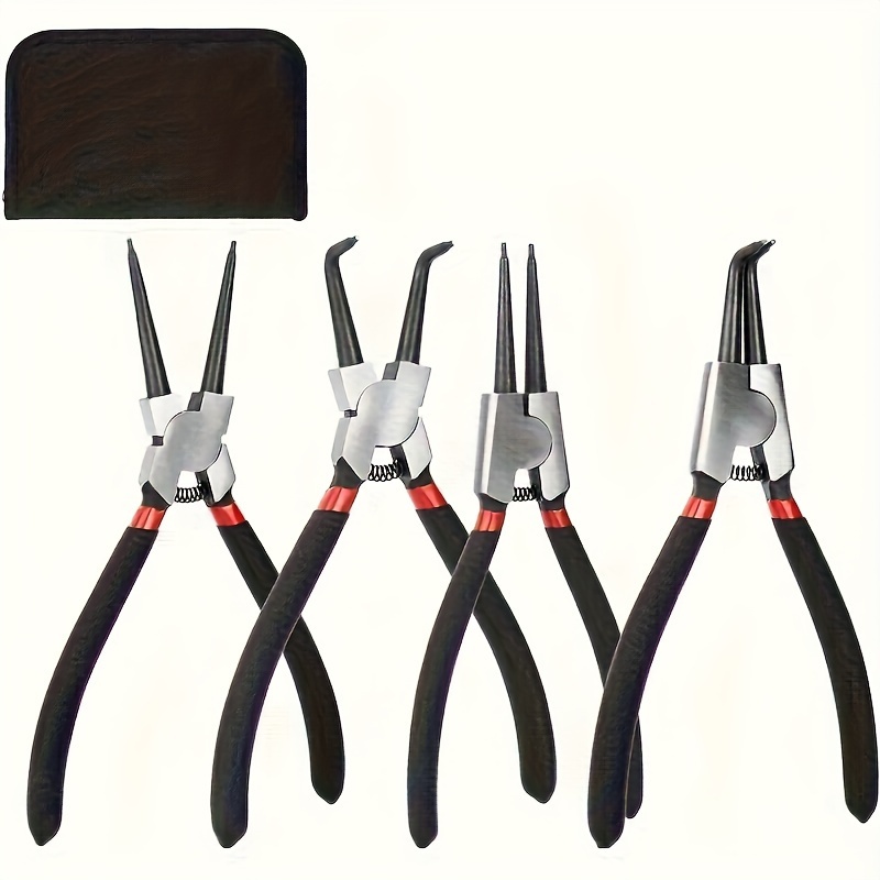 

4pcs Heavy-duty Precision Pliers Set - 7" Circlip, Vise & Electronic Tools For Industrial Use