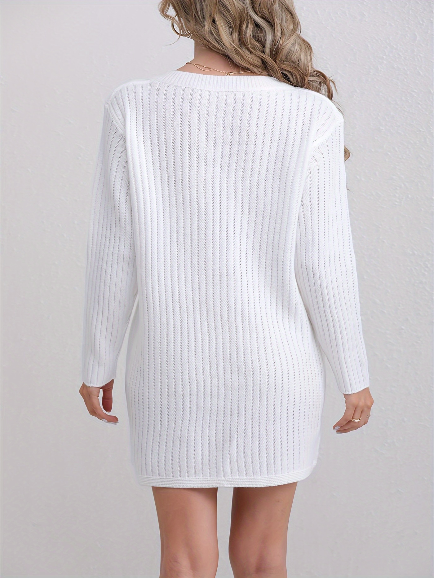 chinese dress ladies White Off The Shoulder Sweater Dress