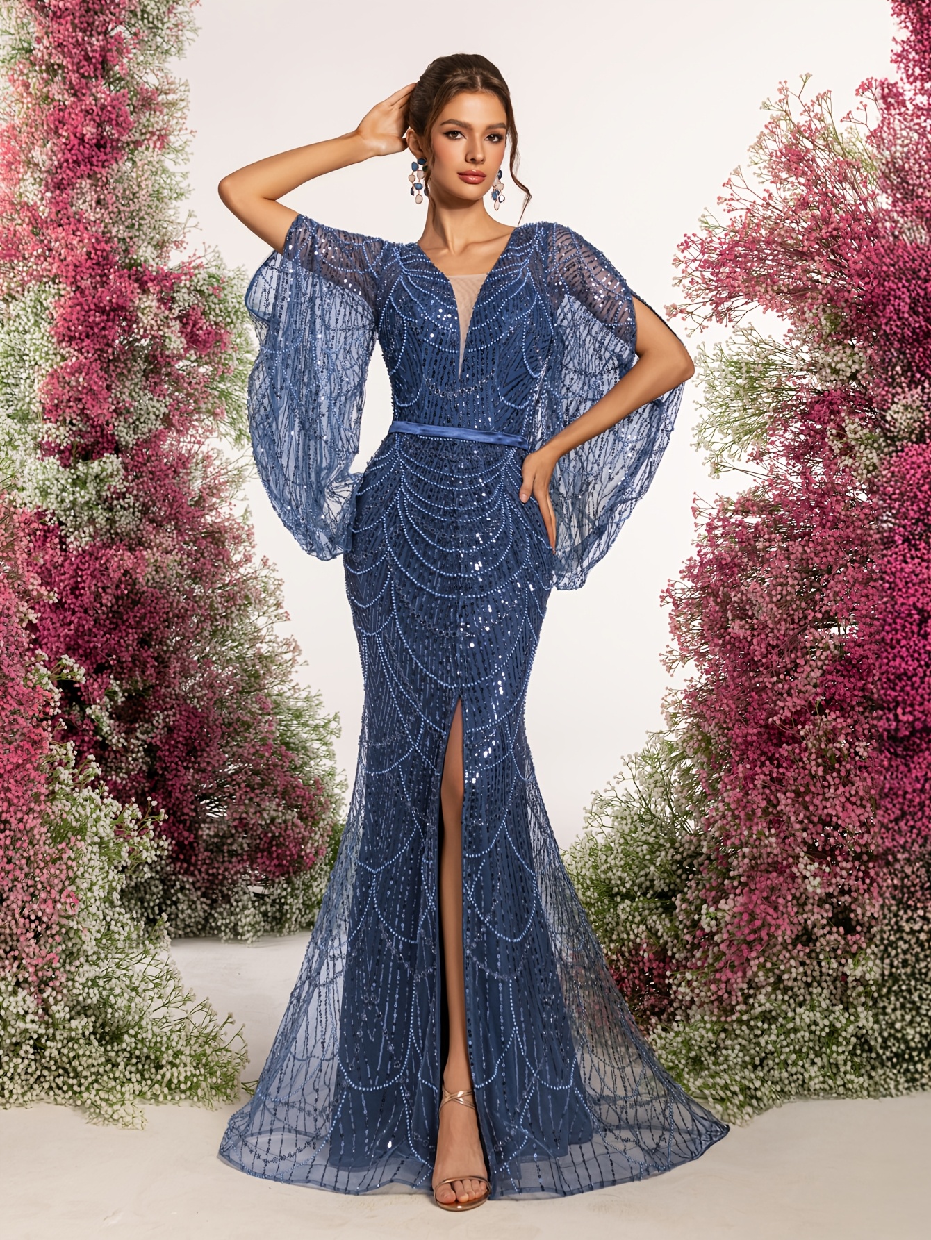 blue gowns sold on Temu United States