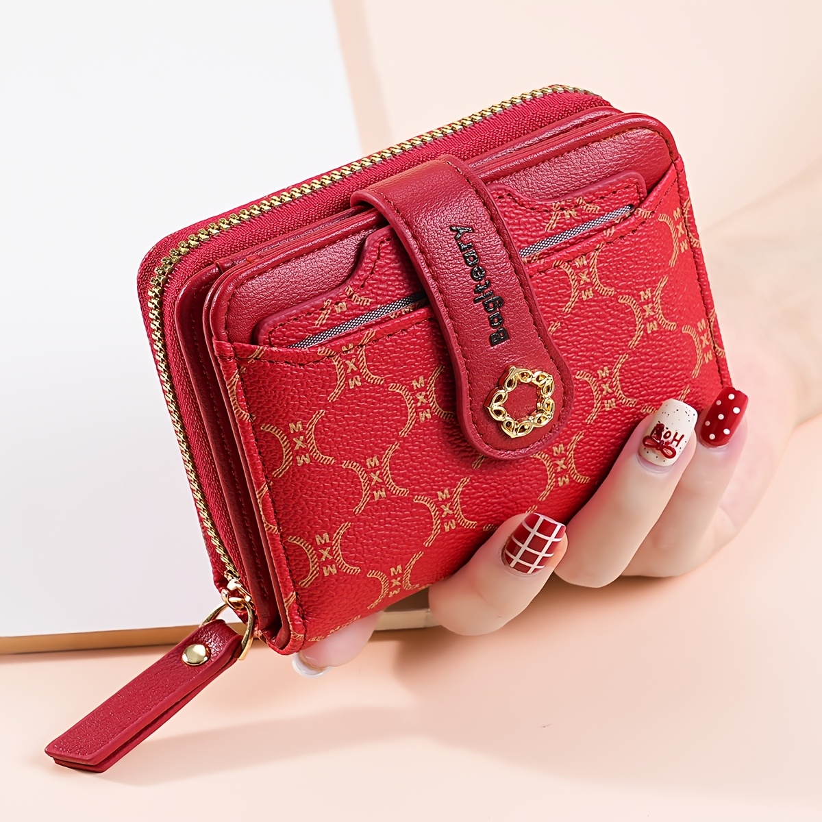 TEMU Neue Lychee Textur Buchstaben Geldbörse Multi-Kartenfach Kurze Geldbörse Kleine Damen Tasche Verdickte Koreanische Mode Damen Tasche Kompakte