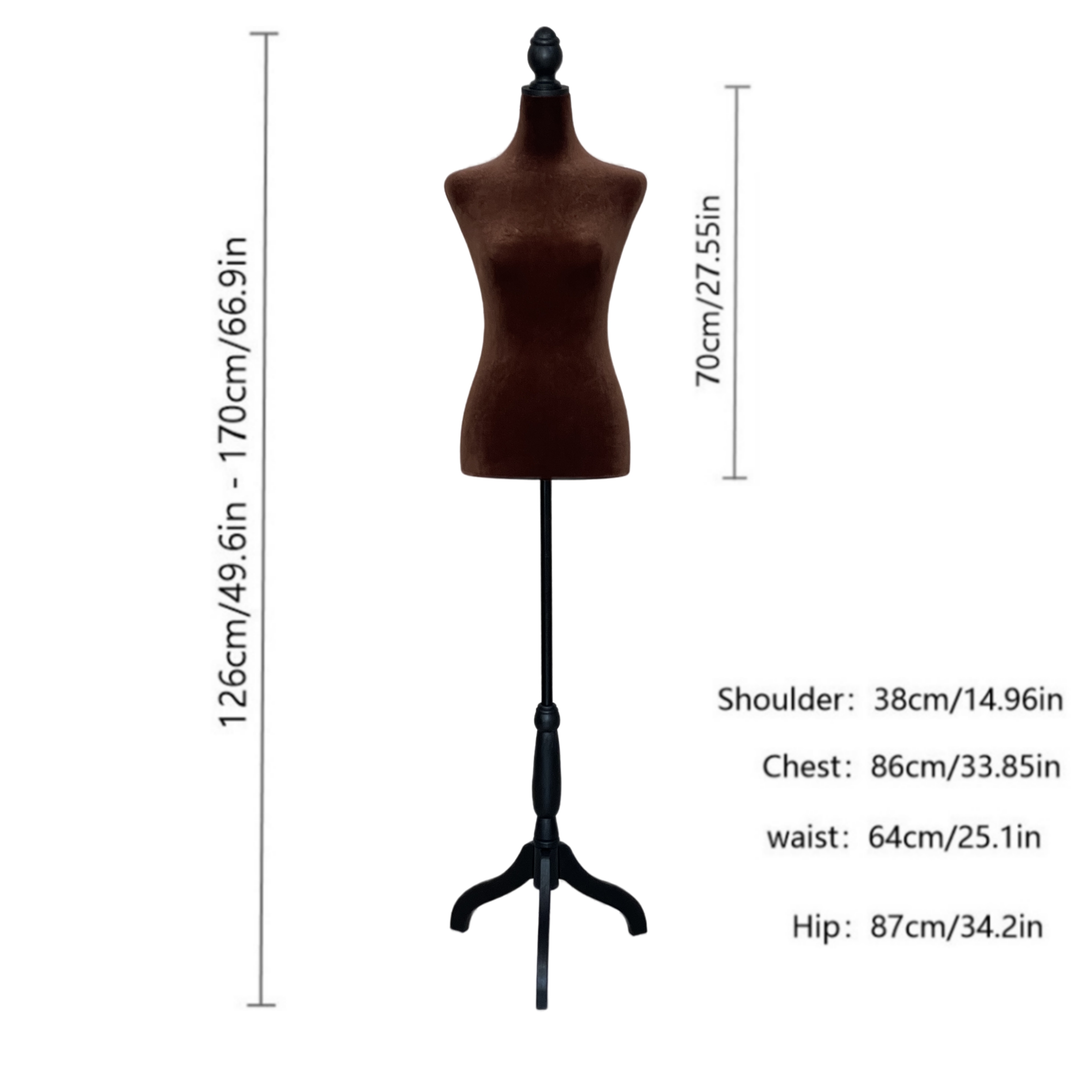 Deep Women's Mannequin with Three-Legged Black Stand Elegant Display  for Clothing Stores, Sewing Knitting Supplies