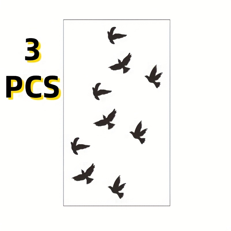 3 Pack Realistic Flying Bird Temporary Tattoo - Waterproof Long-lasting Body Art Suitable For Parties, Festivals, Themed Events - Application With 3 Individual Stickers (european Series)