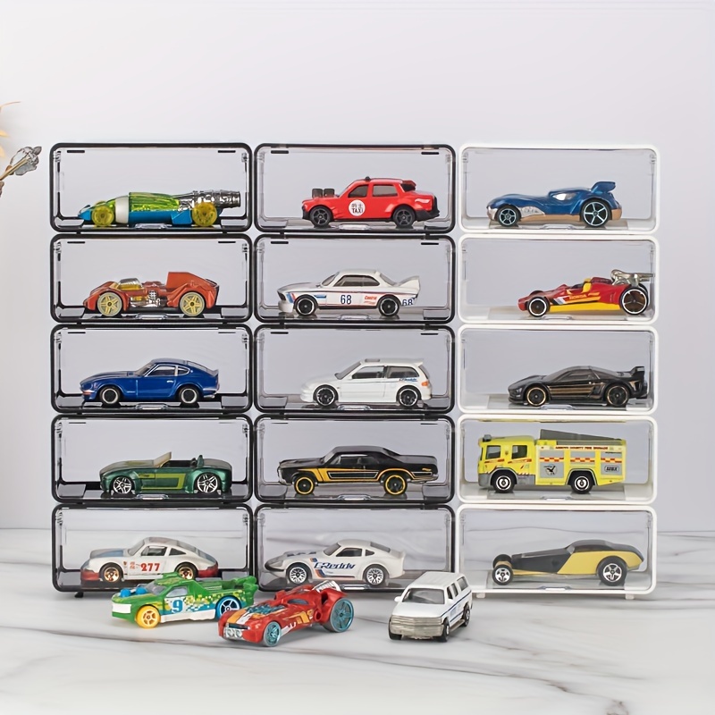 

5pcs/1set 1/64 Scale Model Car Display Cases, Plastic Storage Box With Snap Lock For Diecast Collectibles, Stackable And Front Opening Design, Gift For Hobbyists & Collectors