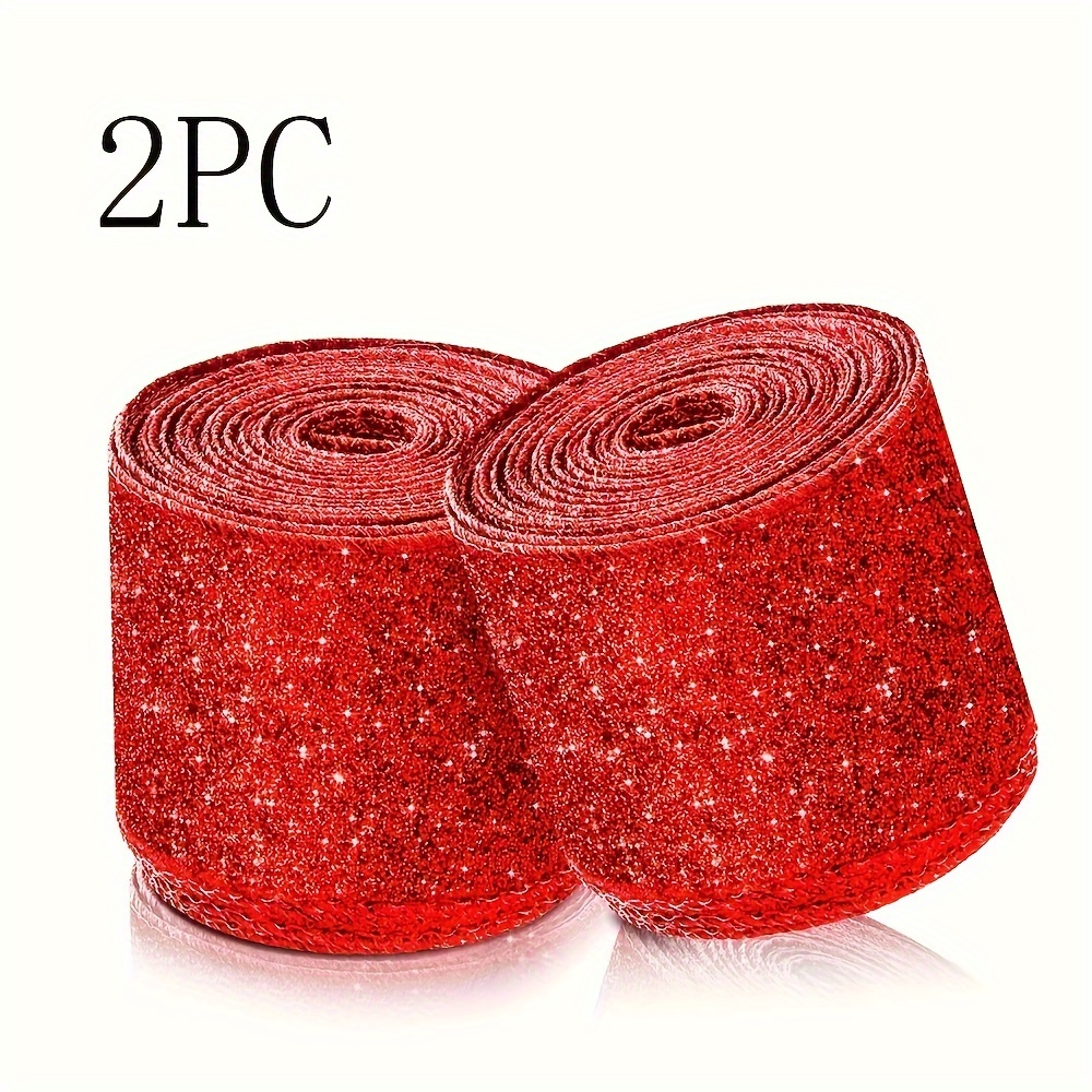 

2pcs, Sparkling 's Day Christmas Wired Edge Ribbon, 2.5" Wide, Yards - Gift Wrapping, Party Decor, Weddings & Diy Crafts
